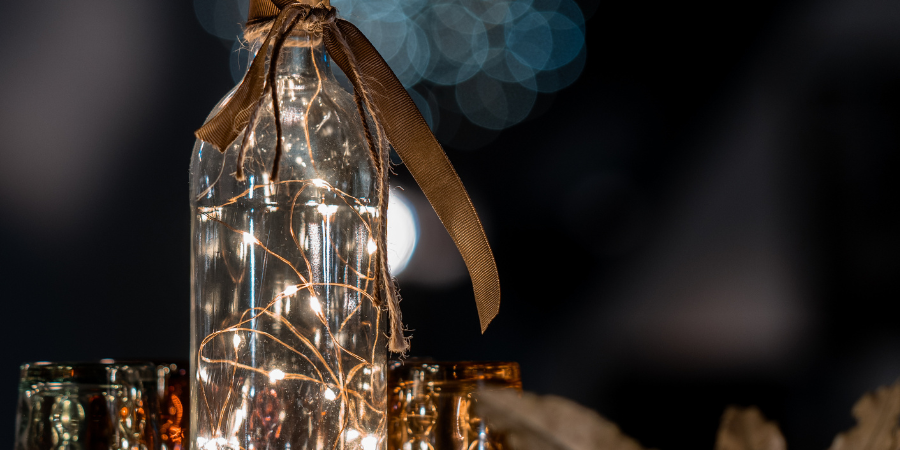 5 botellas de cristal decoradas para navidad 